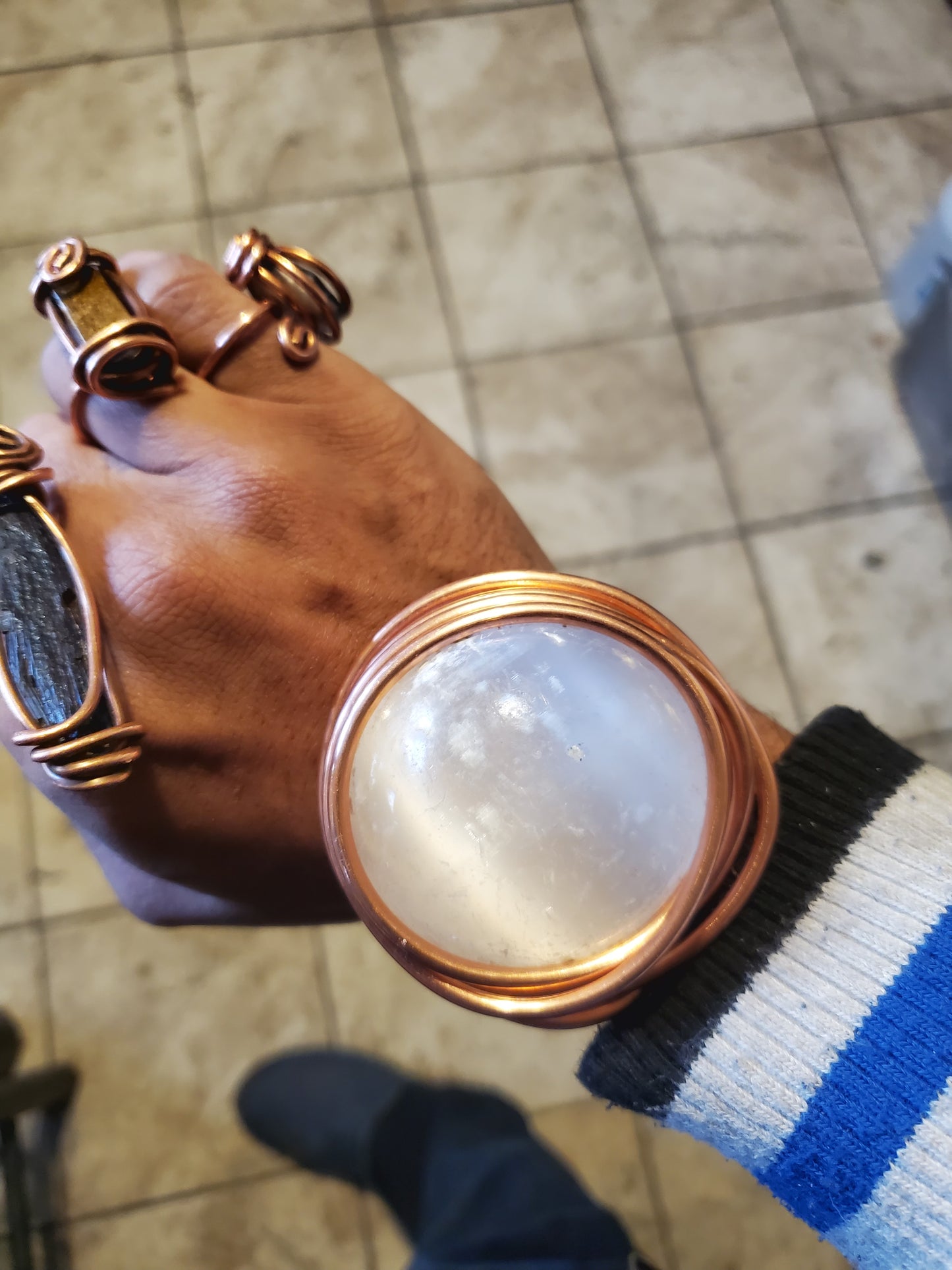 Full Moon Selenite Wrist Piece