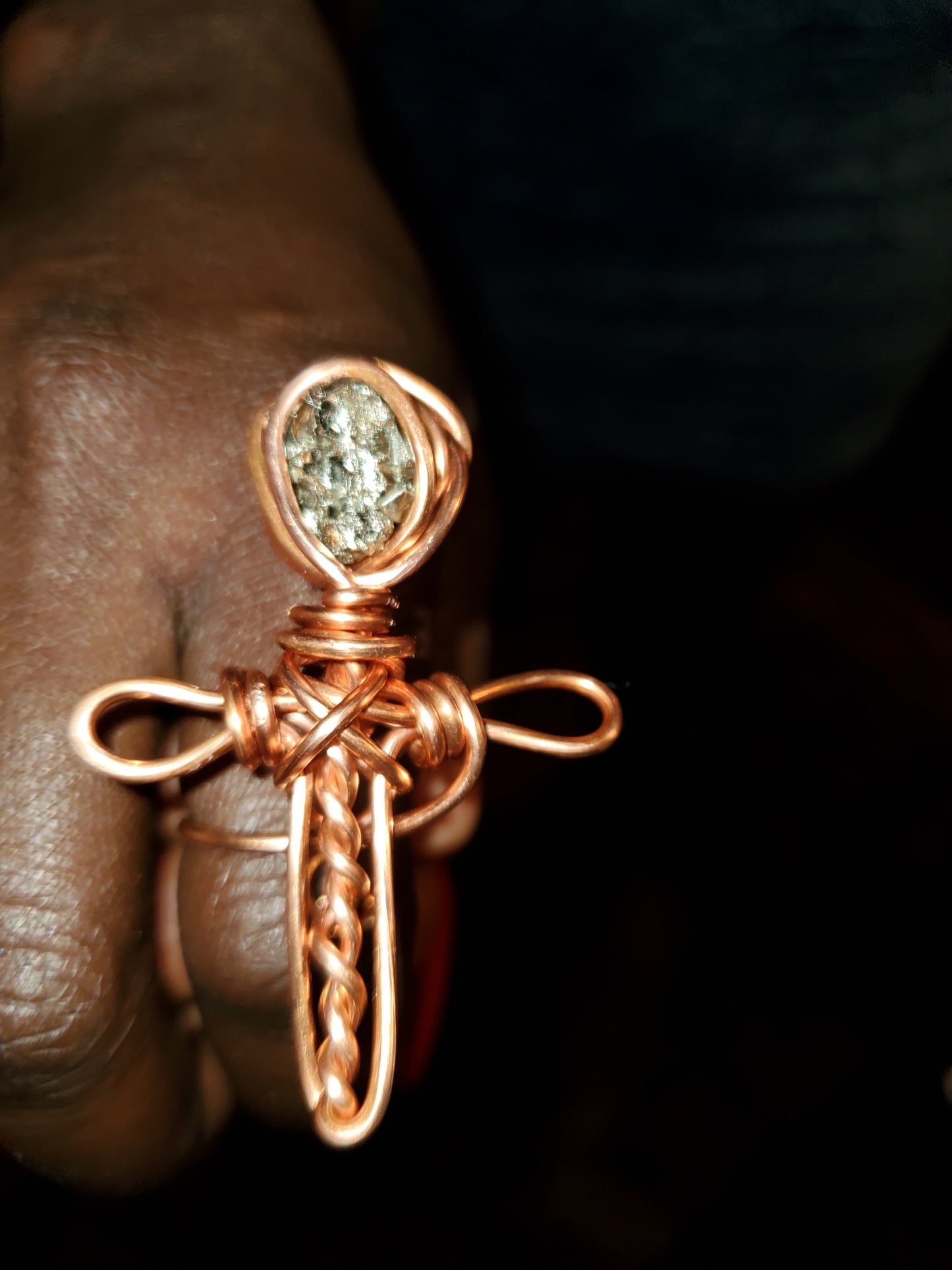 Pyrite Ankh Ring