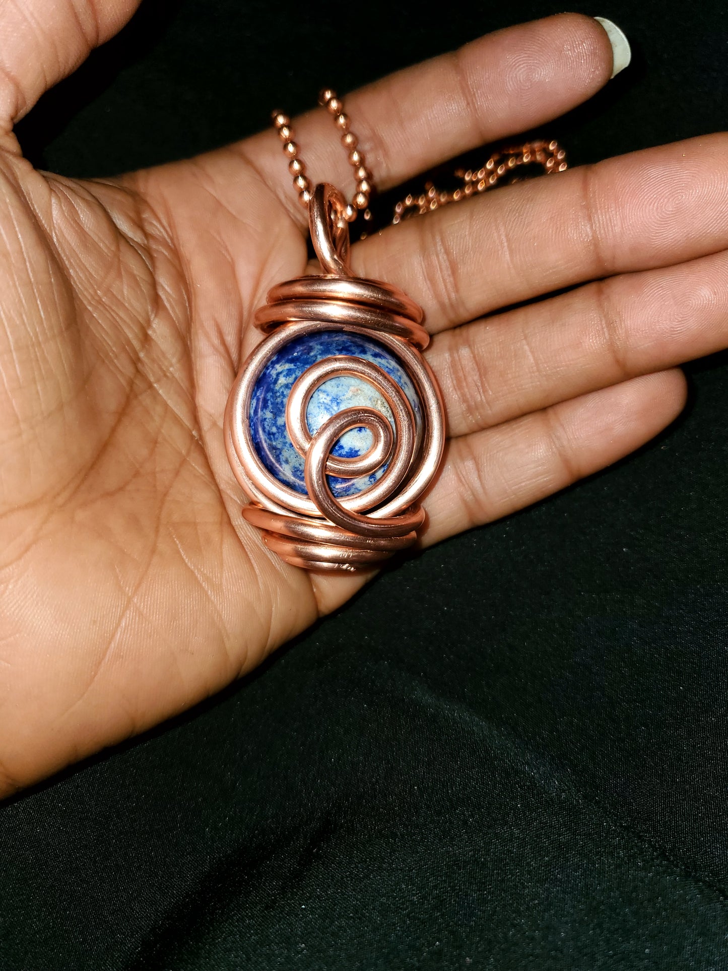 Lapis Lazuli Rotating Earth Orb (Medium) w/Chain