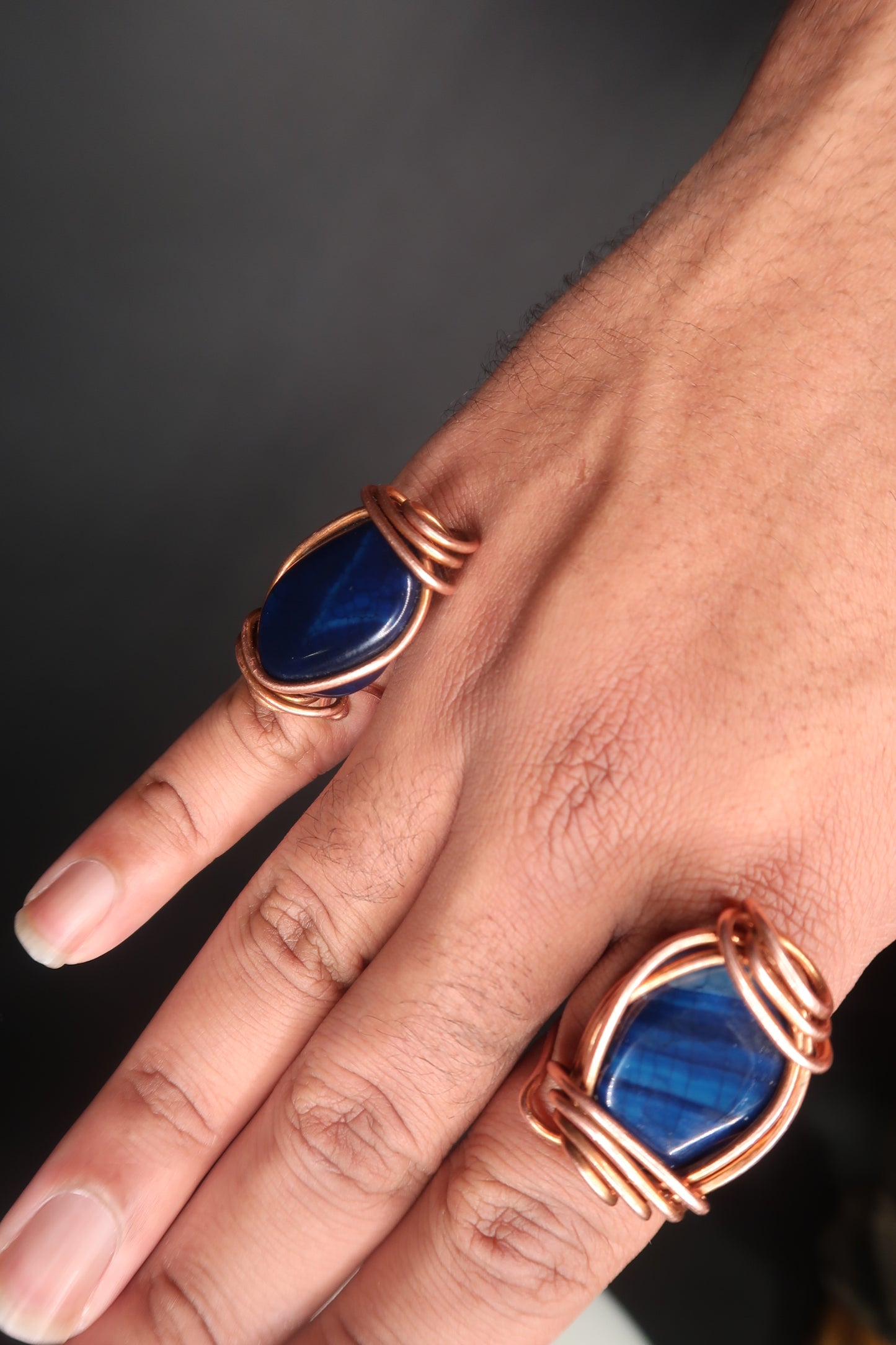 Blue Banded Agate Ring