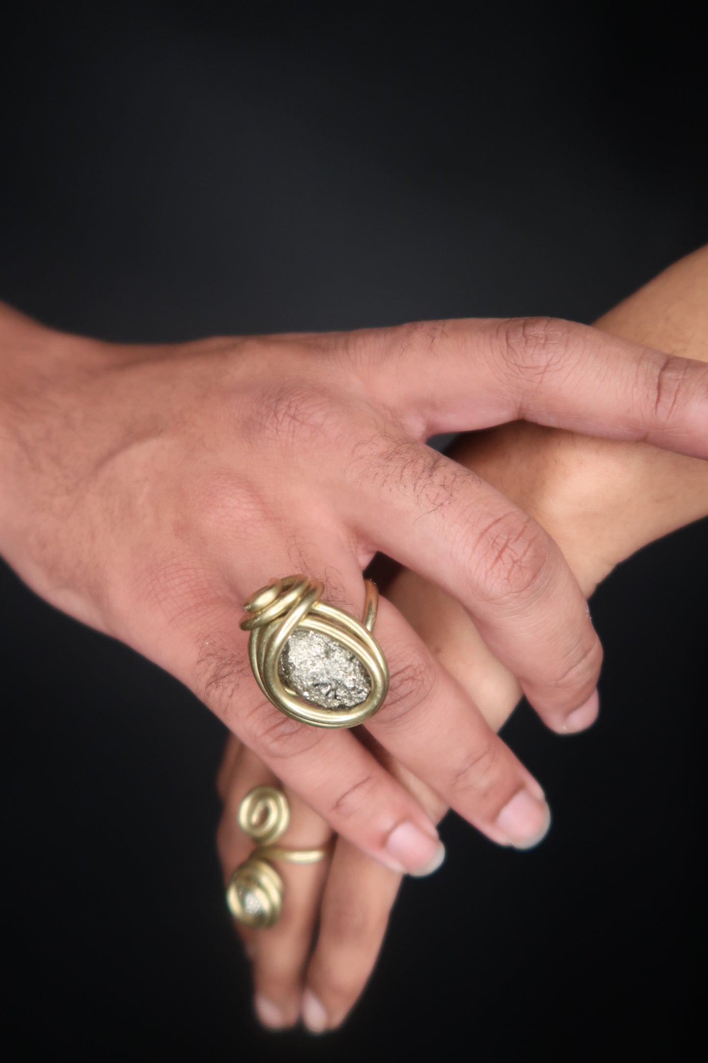 Raw Pyrite Brass Ring