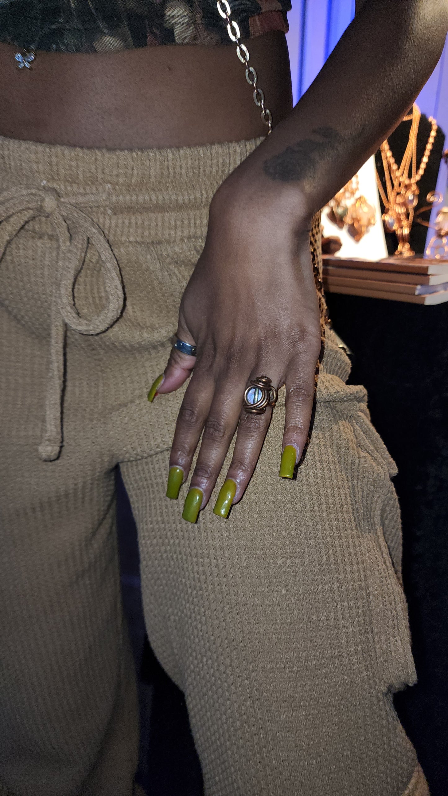 Rainbow Aura Quartz Lantern Ring