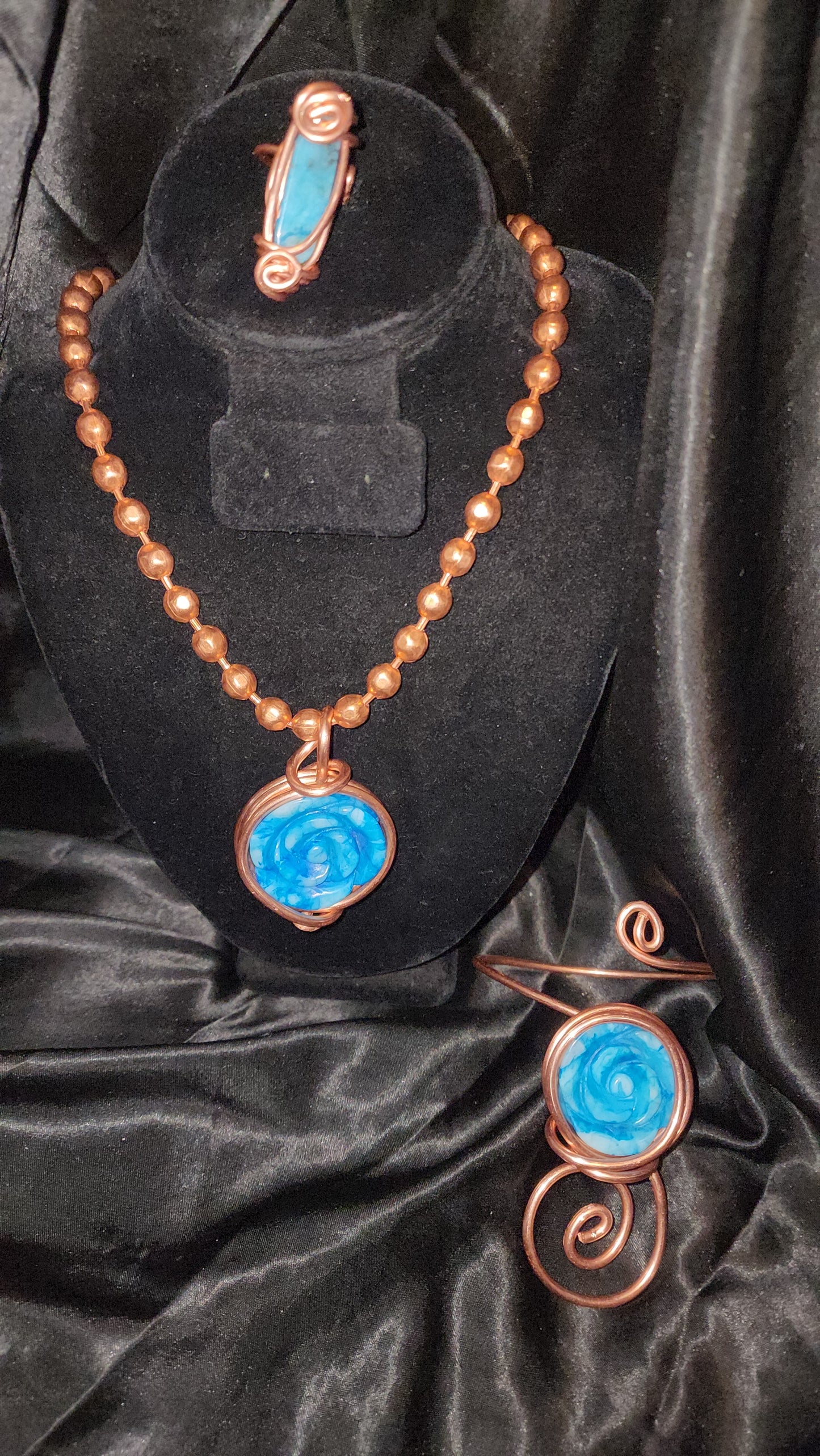 Blue Agate Rose Set