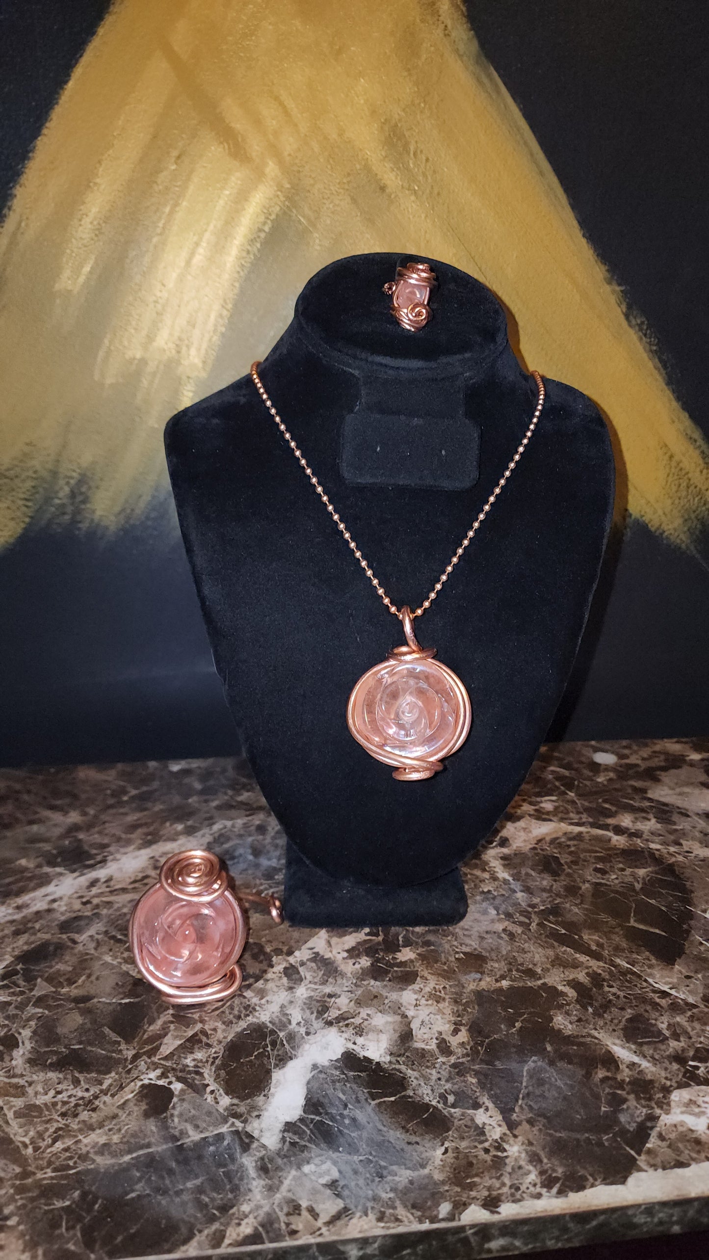 Strawberry Quartz Rose Necklace