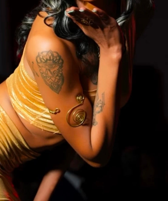 Brass Spiral Rose Arm Cuff